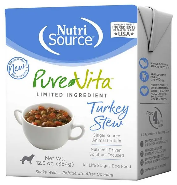 12/12.5 oz. Nutrisource Pure  Turkey Stew Dog Tetra Packs - Health/First Aid